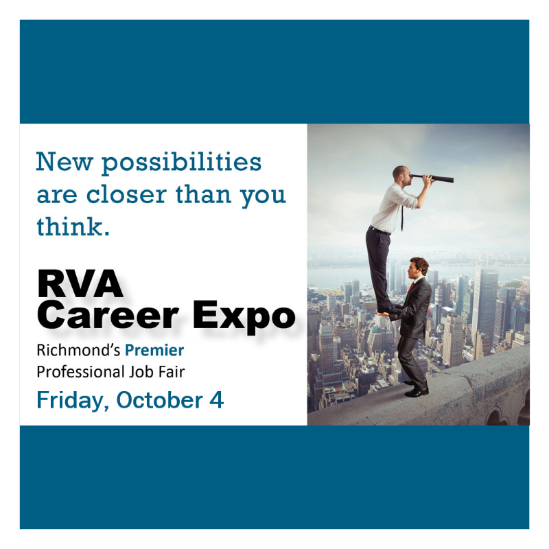 #Career Possiblities await you at the #RVACareerExpo. #jobfair2019 #jobs #internships Register at ow.ly/tbl150vBKlq
