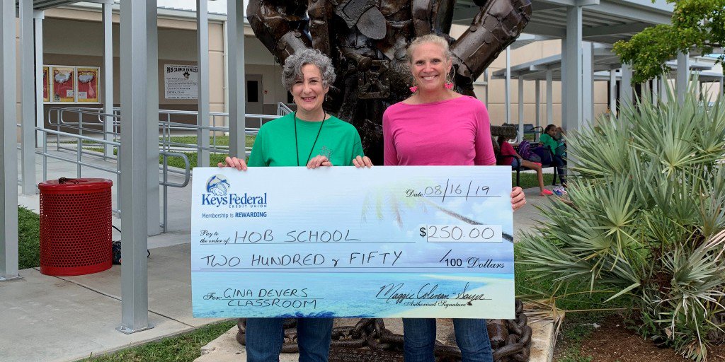 KeysFCU's tweet photo. Keys FCU is excited to welcome Gina Devers to the Keys! Gina relocated here to teach at HOB and, courtesy of our members, is the recipient of a $250 classroom sponsorship from the New Teacher Orientation drawing. #MembershipisREWARDING #Community #SupportingOurSchools https://t.co/MfI8QxdyGy
