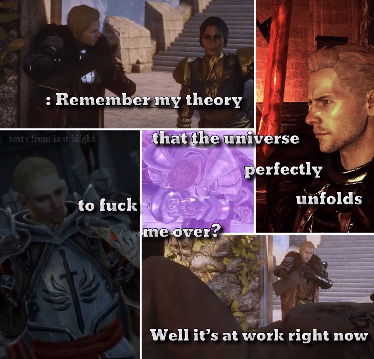 #dragonAge #dragonageinquisition #dragonageorigins #dragonage2 #dragonageawakening #dragonagetextposts #dragonagememe #da #dao #da2 #dai #textsfromlastnight #textsfromlastblight #definitelynotpie