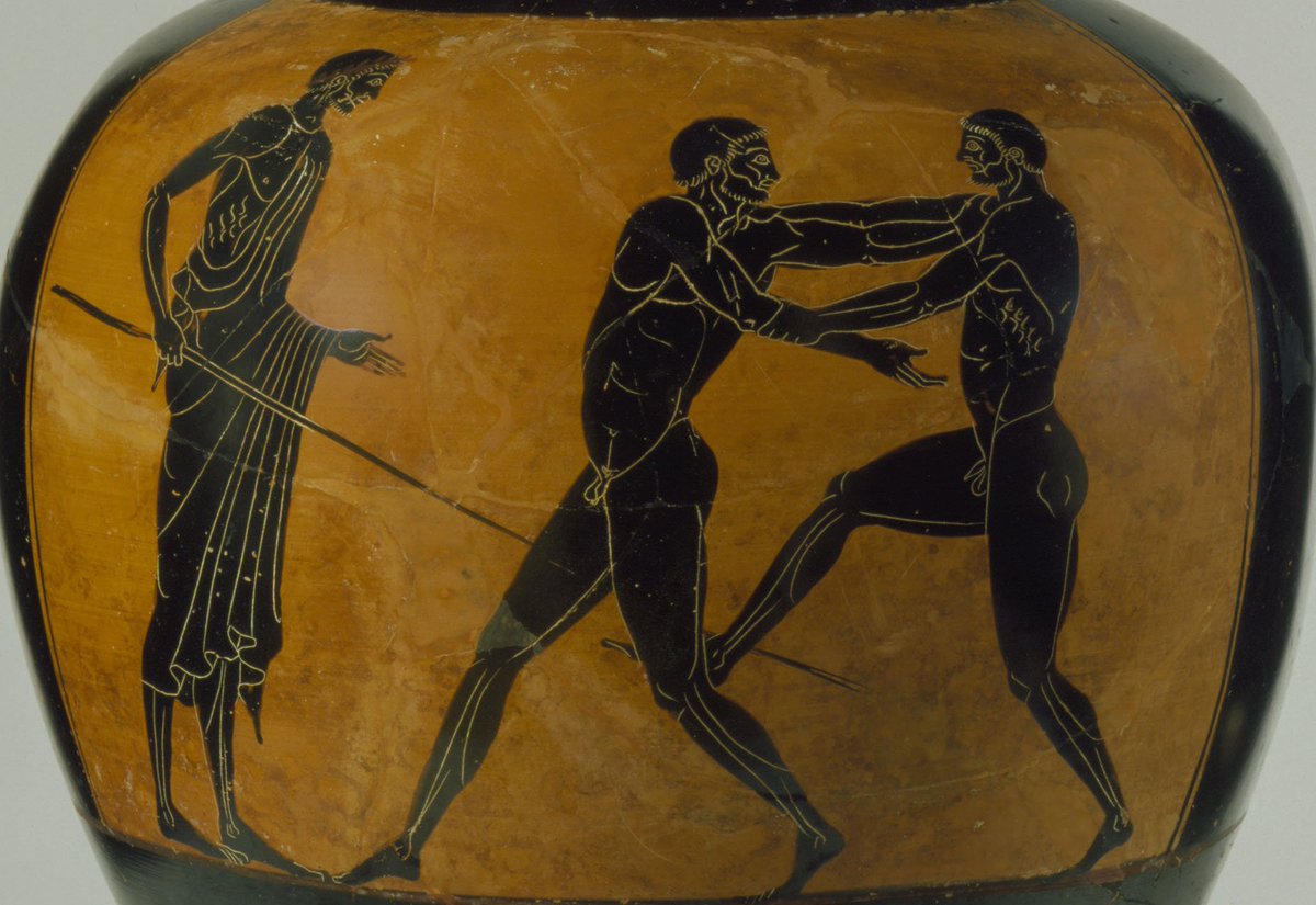 Sometimes Athenian pots were painted differently for the Etruscan marketAncient Greeks famously played sports nude (the sunburn was worth it). Heck, in paintings they wore “heroic nudity” for many activitiesRunning=NUDEBoxing=NUDEButchery=NUDE & FANTASTIC/18