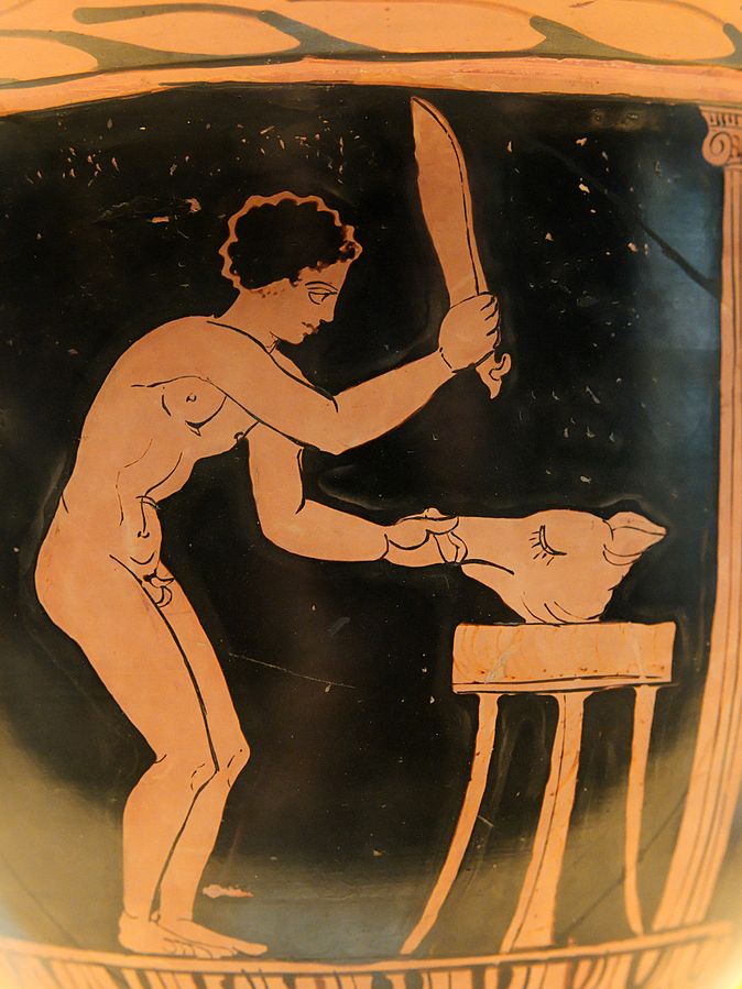 Sometimes Athenian pots were painted differently for the Etruscan marketAncient Greeks famously played sports nude (the sunburn was worth it). Heck, in paintings they wore “heroic nudity” for many activitiesRunning=NUDEBoxing=NUDEButchery=NUDE & FANTASTIC/18