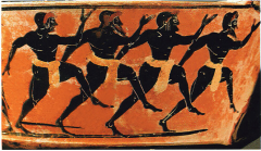 But there’s a whole group of Athenian painted pots showing athletes & others wearing jock-straps (perizoma)Those with known  #context were found in Etruscan tombs. They’re all from the same painting workshop and on pots that imitate the shape of Etruscan pots/19