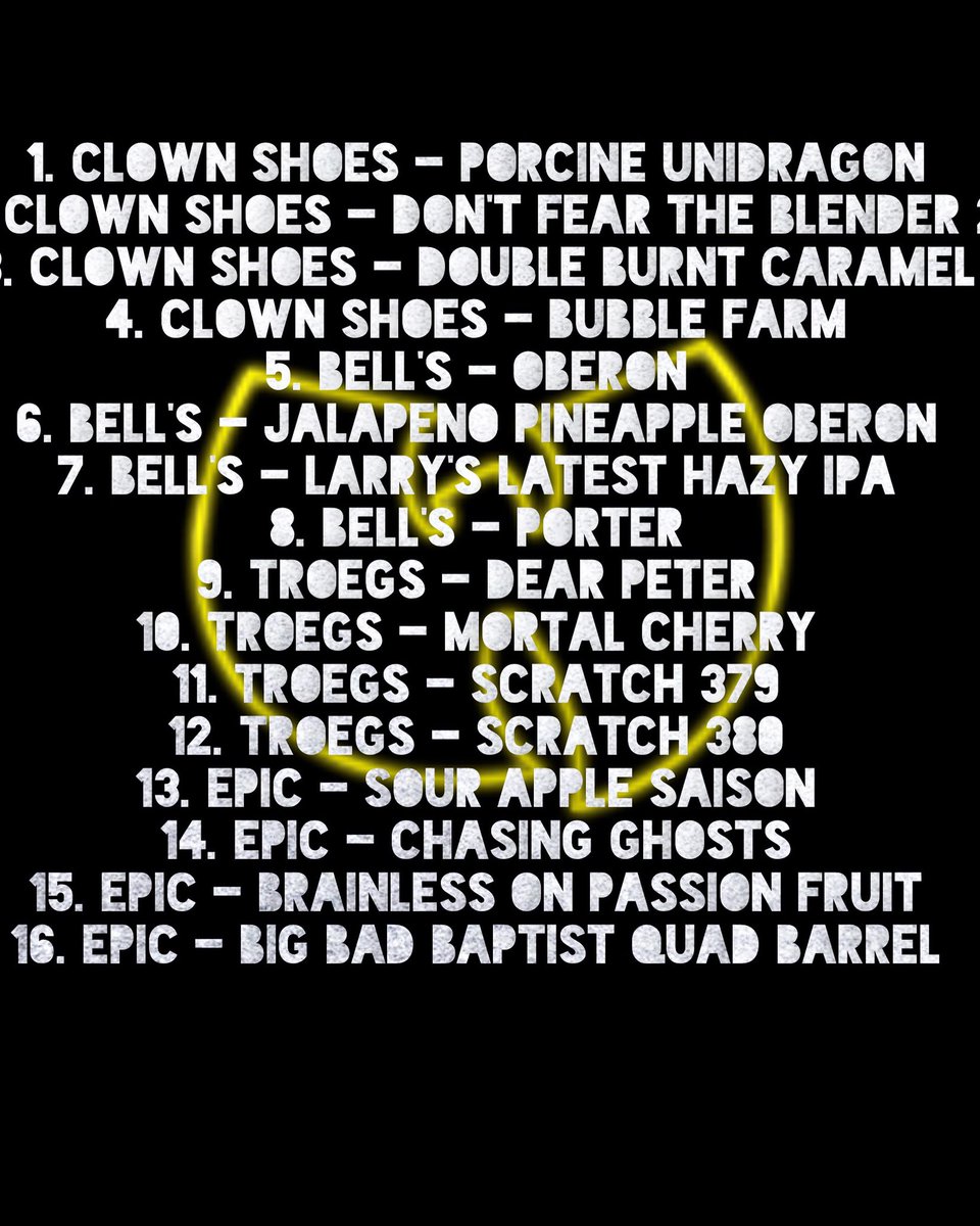 barrelhousetap's tweet photo. Our tap list for this Wednesday’s Dayton Beer Week Wu-Tang Wednesday!! @clownshoesbeer @BellsBrewery @TroegsBeer @EpicBrewing @PremiumBeverage #beer #hiphop #craftbeer #DYT #wutang #DaytonBeerWeek #Dayton #Ohio #TheBarrelHouse #Daytonlovesbeer @dayton_tapd @DowntownDayton https://t.co/lXkIga8HmS