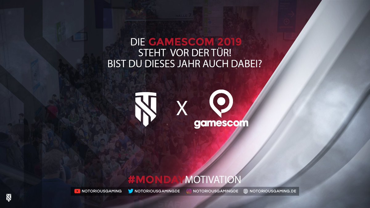 NotoriousGC's tweet photo. [#gamescom2019]

Die Gamescom 2019 steht vor der Tür!🔥
Bist du dieses Jahr auch dabei?

Wir wünschen jedem einzelnen eine entspannte Woche und freuen uns, einige von euch in Köln zu treffen!💯

#stayNotorious #NotoriousGaming https://t.co/cJEVcQNqRu