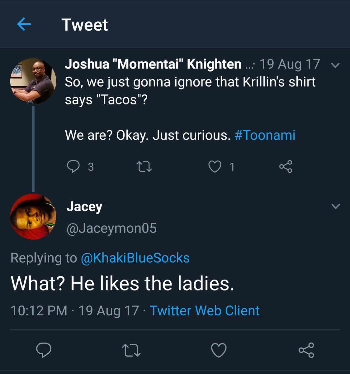 KhakiBlueSocks's tweet photo. *rimshot* @Jaceymon05 #TwoYearAgo https://t.co/89TQD2v0vP