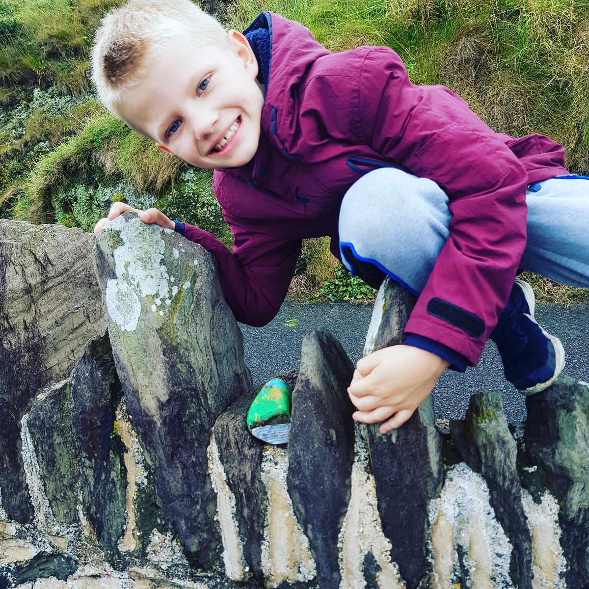 Kellyw2790's tweet photo. Rock hidden :D can tell by kaydens smile how proud he is to be a pupil at @LongtownPrimary 🤞 its found and loaded to Twitter kaydens been checking on the page daily Haha https://t.co/XTCtdclHEx