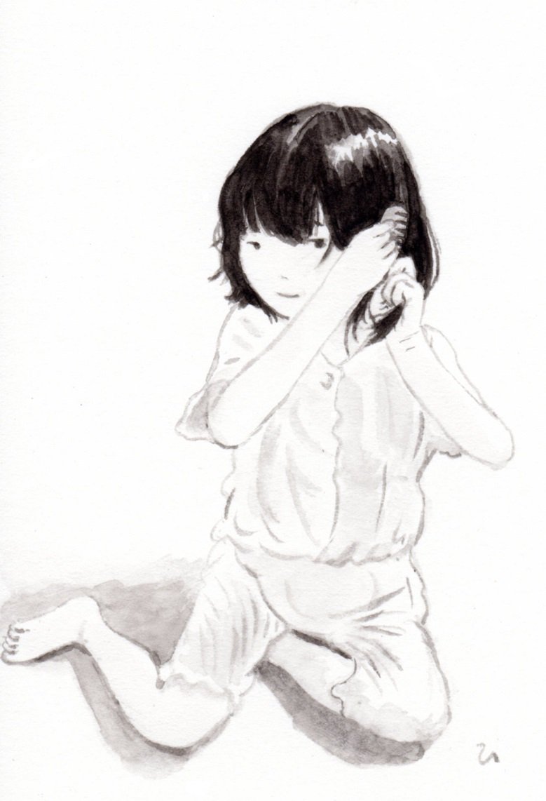 風呂上り、自分で髪をとかしたい娘 