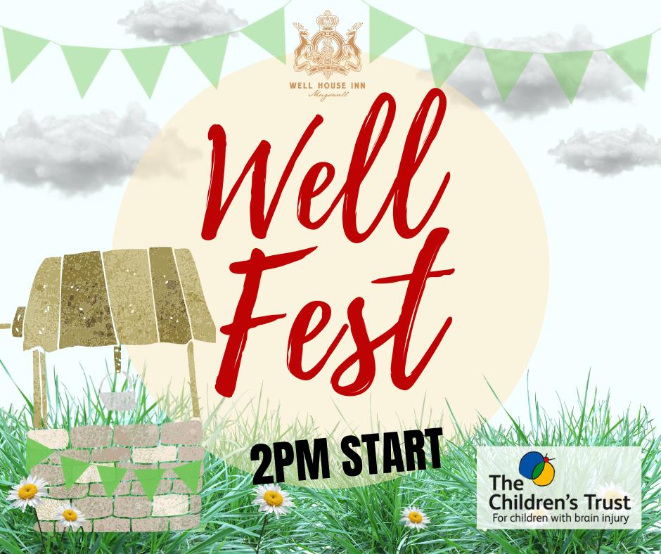 This Saturday 24th August from 2pm WELL FEST is back!!

- Face Painting
- Kids Station 
- Charity FUNdraising
- BBQ
- Live Music from 2pm till late
- Outside bar 

#wellfest2019 #supporting #thechildrenstrust #wellhouseinn #mugswell #tadworth #lowerkingswood #surreypub