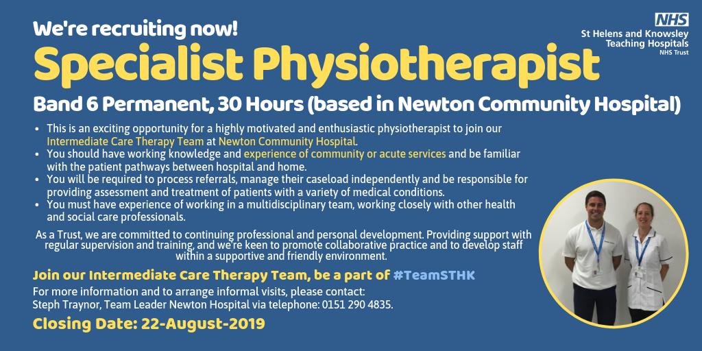 mwl_recruitment's tweet photo. 📢 New Job Alert! We have an exciting opportunity for a Band 6 #Physiotherapist to join our #IntermediateCare #Therapy Team based in #Newton Community Hospital. Do you have #community or #acuteservices experience? Yes? Apply now: https://t.co/uXTGXRU6Af
#WeAreTheNHS #NHSJobs https://t.co/ZUNOVlxnfp