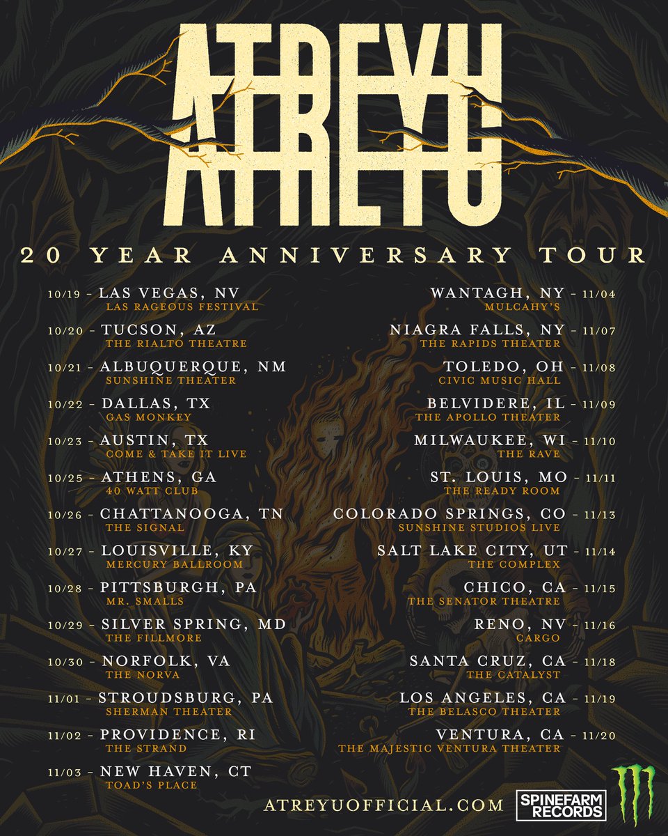 WhitechapelBand's tweet photo. We are excited to support @atreyuofficial this fall on their 20th anniversary tour. Tickets on sale this Friday! https://t.co/1NfKvR8DWN