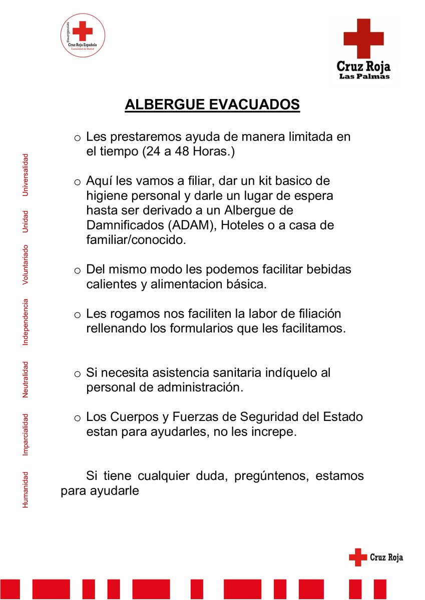 CruzRojaLP's tweet photo. Recomendaciones de los Equipos de Respuesta Inmediata en Emergencias de @CruzRojaEsp @CRE_Emergencias @CruzRojaLP en los casos de evacuación y confinamiento. #ERIE  #IFValleseco #IFGranCanaria https://t.co/d7szzXBHqn