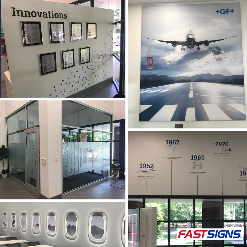 FastsignsKC117's tweet photo. Does the decor in your office tell a story about your brand or product? See how FASTSIGNS helped Georg Fischer tell their unique story with customized signs and visual graphics. #AviationDay https://t.co/3JGOZ5l2w8