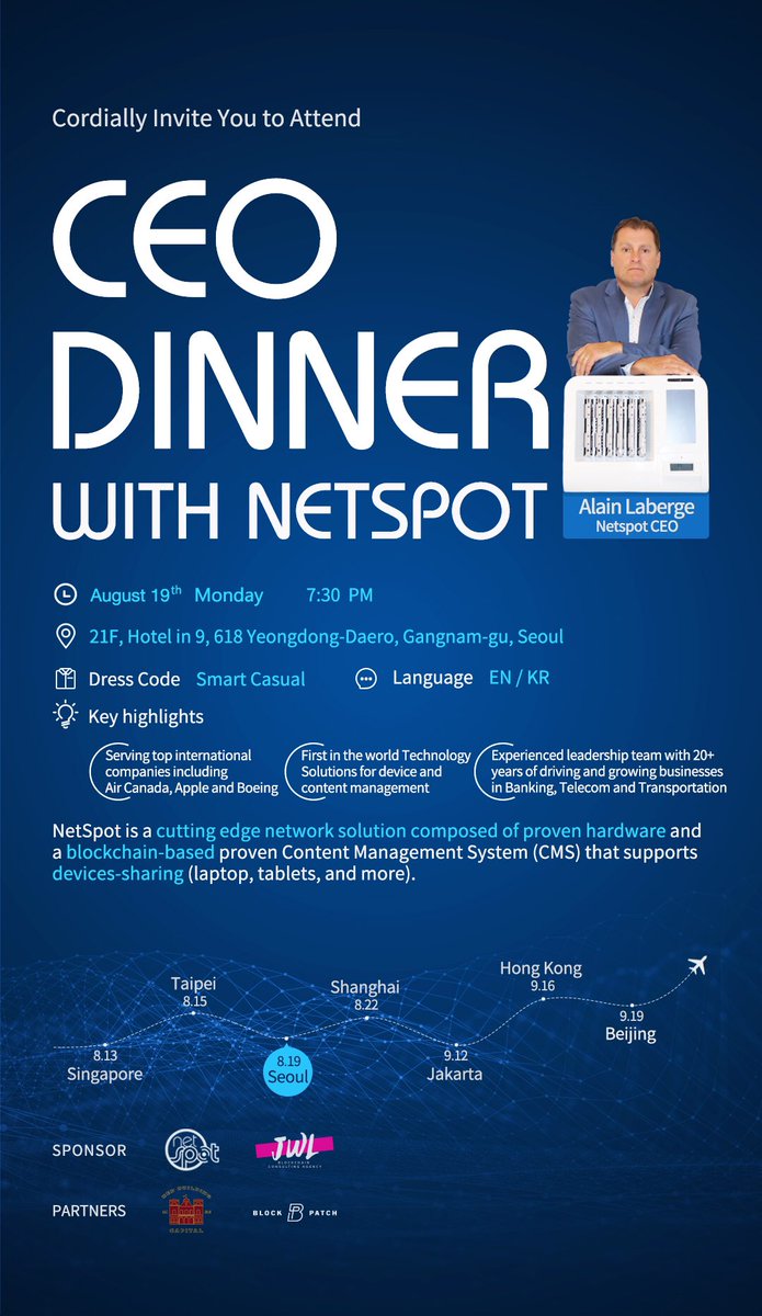 JWL_Agency's tweet photo. @JWL_Agency in #Seoul ✈️✈️✈️
How’s the crypto investors from the most active market in Asia?!

With #netspot CEO #AlainLaberge, our partner @CyhChloe was there for crypto fund visits and investors meetings 💼💼 https://t.co/aZ0IqnpAws
