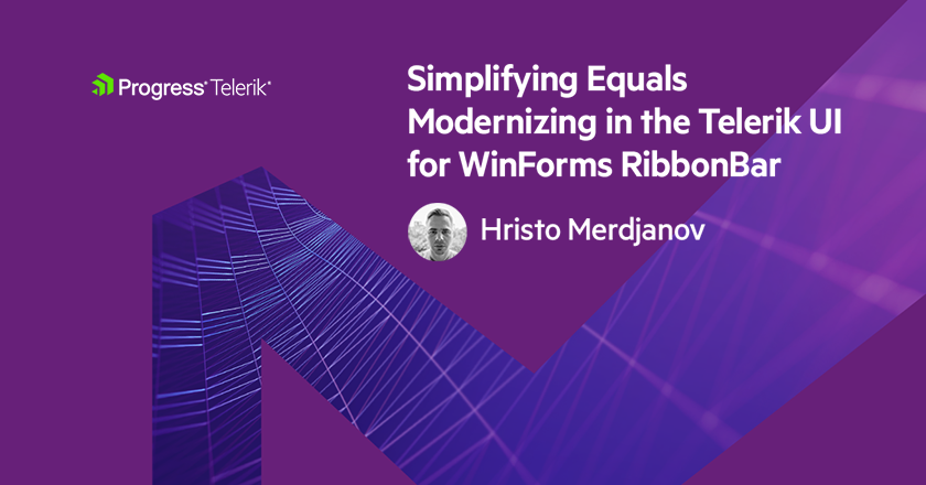 Telerik's tweet image. The new simplified mode in #RadRibbonBar in the #TelerikUI for #WinForms allows modernizing ribbon controls to incorporate a more compact #UI and save valuable screen space. Check out more about it 👉 prgress.co/2KqeB5e
#Simple=#Modern