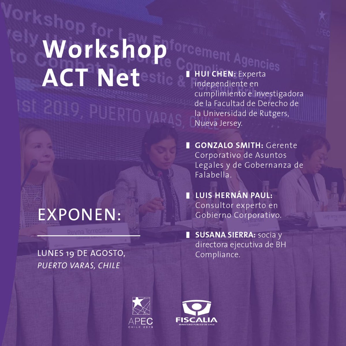 #APECChile2019 #ACTWG #GrupoAnticorrupcion Fiscal Nacional inauguró 2da jornada del Grupo de Trabajo Anticorrupción de APEC, con taller sobre desafíos del sector privado en el uso de programas de cumplimiento como medidas anticorrupción. <a href="/APECChile2019/">APECChile2019</a> <a href="/FiscaliaRegionX/">Fiscalía Regional de Los Lagos</a>