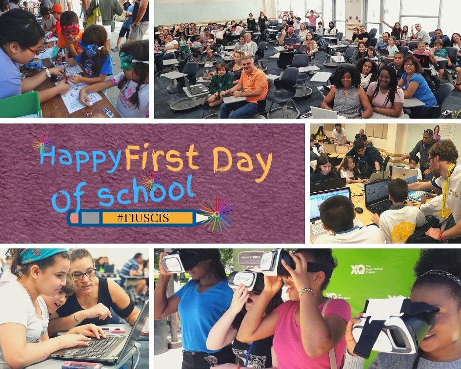FIUSCIS's tweet photo. We'd like to wish our incredible south Florida community of teachers, students a happy 1st day of school. We're looking forward to another amazing year of creative learning, innovation & inspiration 💫
#fiuscis #fiucec #firstdayofschool2019 #CodeArtMiami #fiu #futureisus #STEM https://t.co/2weI9ZCErM