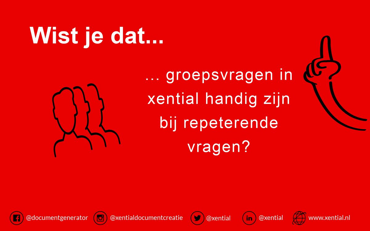 xential's tweet photo. Als een aantal keer dezelfde vraag moet worden beantwoord, maar het is nog niet duidelijk hoe vaak deze vraag in beeld moet komen, kun je gebruik maken van de groepsvraag.

#wistudat #weetje #groepsvraag #software #ict #documentcreatie https://t.co/2OfdNrt6F3