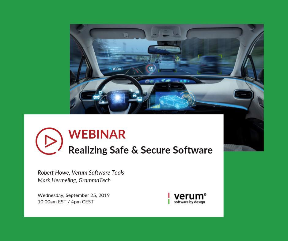 VerumSoftware's tweet photo. Join us in this webinar: https://t.co/FQ5T0gARu4

Speakers: Robert Howe, CEO of Verum, and Mark Hermeling, Senior Director of Product Marketing at GrammaTech.

#webinar #softwaresolutions #softwarequality #softwaredevelopment https://t.co/IC0yfei5o8