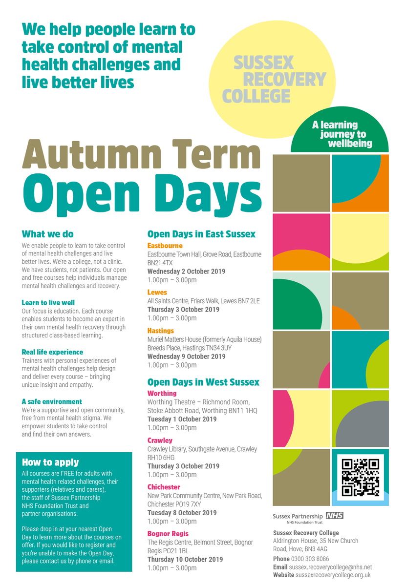 Here are our new Open Day dates for October. Come along and sign up for free courses. <a href="/withoutstigma/">SPFT - No longer in use</a>