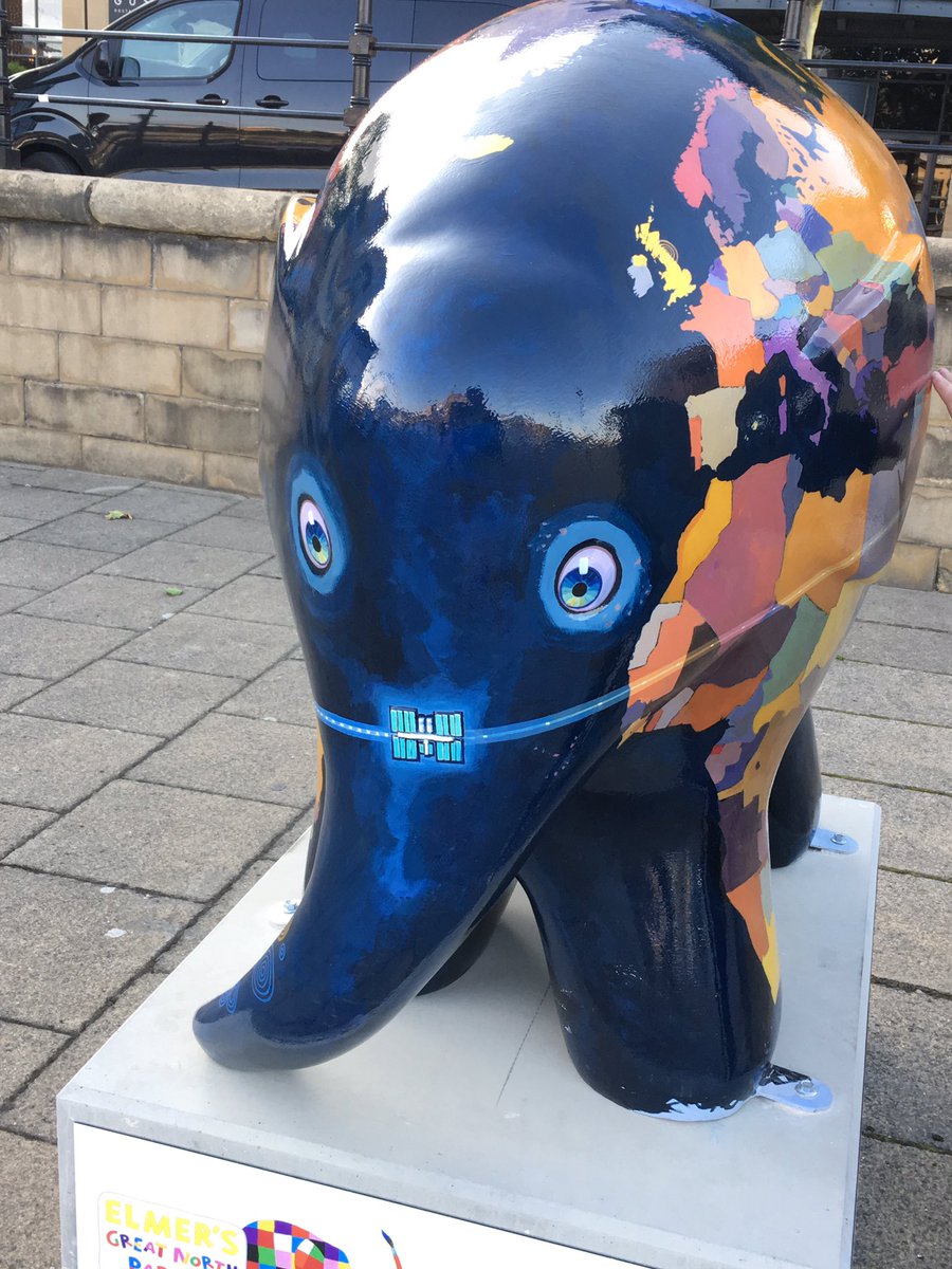 Spotted my first Elmers in #newcastle today - they’re lovely!  Great to see #Orbitelephant on the Quayside not too far from Ouseburn’s own @jimedwards_  studio.  And look at those eyes! @iloveouseburn   @greatnorthelmer @stoswaldsuk
