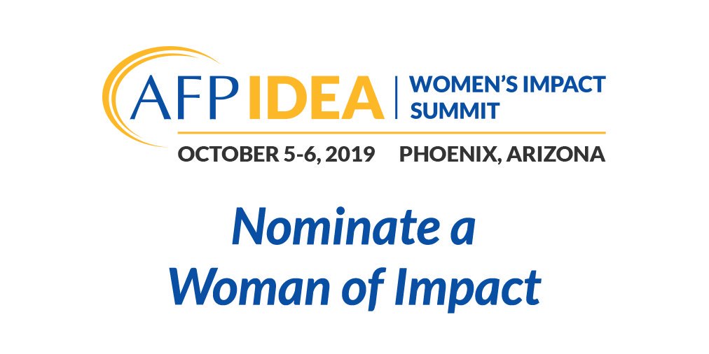 AFPIHQ's tweet photo. Spotlight a woman in fundraising who has impacted you, and you and your nominee could win a free registration to the AFP IDEA Women’s Impact Summit this Oct. in Phoenix!
We want to see your video, photo, and/or text!
See below for more details 👇👇
#WIILead #WomenofImpact https://t.co/oJFHgECdXa