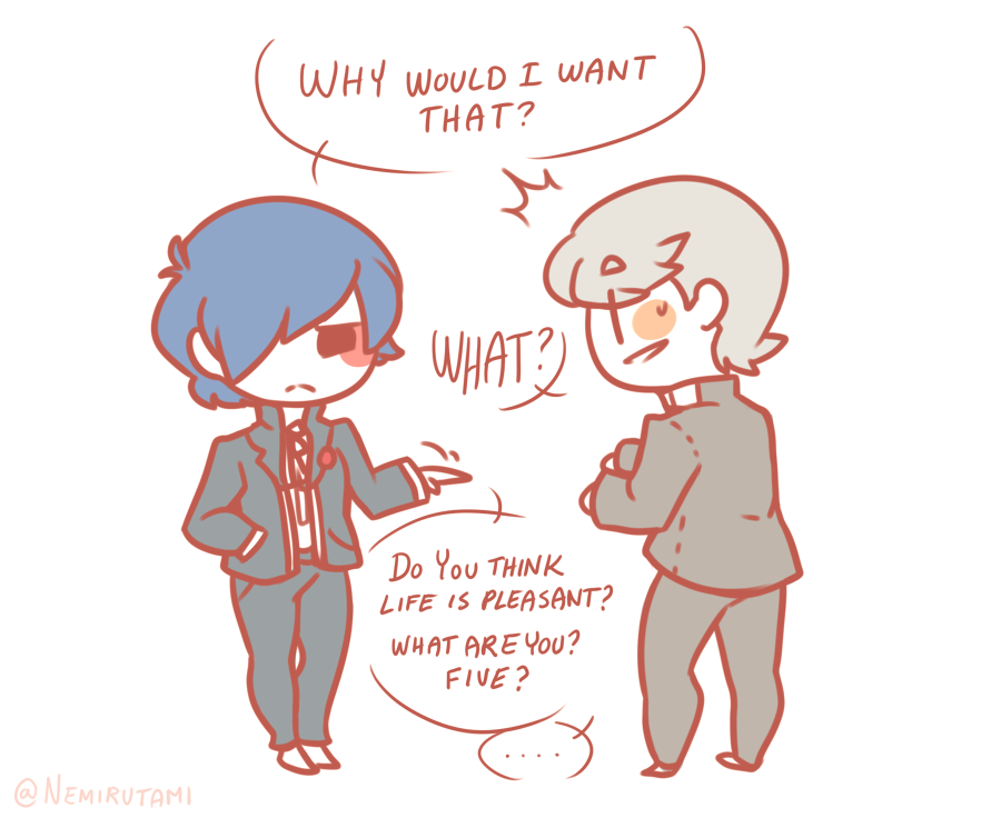 NemiruTami's tweet photo. Hire Minato Arisato for all your reality checking needs, the bidding starts at 3k yennies. https://t.co/hHkB7LLGkQ
