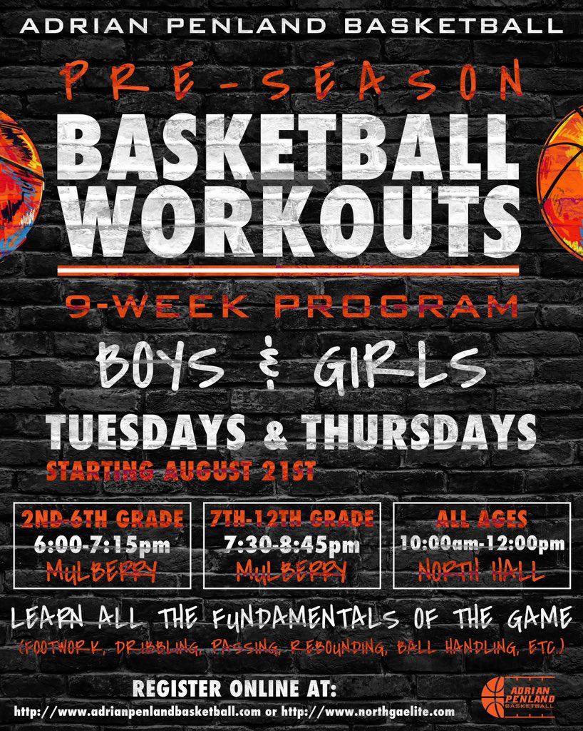 ngaclassic's tweet photo. #APBPreSeasonWorkouts

Pre-Season basketball workouts will start up tomorrow August 20th at Mulberry Creek Community Center! You can jump in at any time!  Sign up today online at 

https://t.co/ukMaIyuq1L https://t.co/WcRCzRDIek