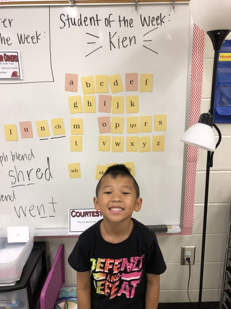 Mrs_Williams1st's tweet photo. Last week, Kien represented our class as our first #StudentoftheWeek for showing the character trait of #selfcontrol. We are blending our #RedHawkExpectations with Character Words of the Week and love learning about how to be the best we can be! @CharacterDotOrg @ClarkCreekSTEM https://t.co/8NLZyEfQp9