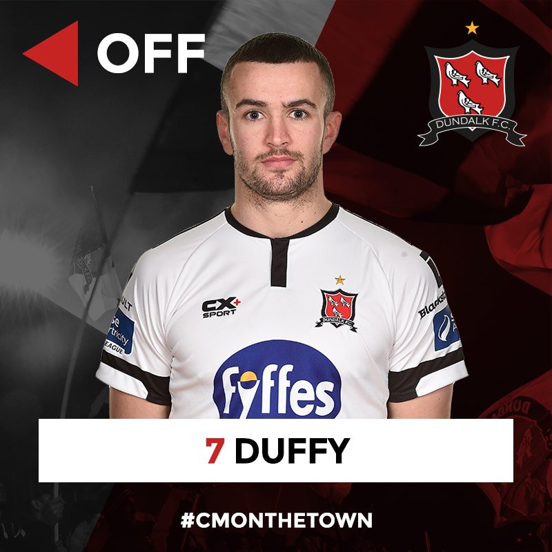 DundalkFC's tweet photo. 57' | SUB DUNDALK (#2)

➡️ ON: Sean Murray
⬅️ OFF: Michael Duffy

#DUNFIN #CmonTheTown https://t.co/HHyRZCIPO2