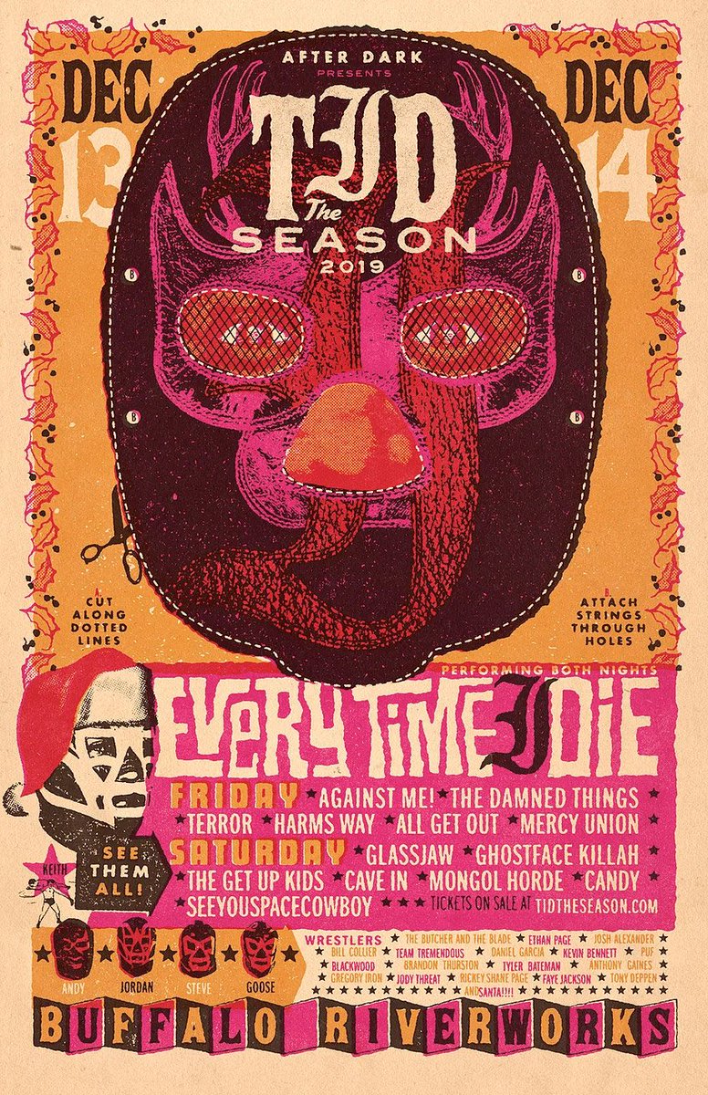 Every Time I Die's holiday show returns in 2019 with Against Me!, Cave In, Glassjaw, Ghostface Killah, The Get Up Kids &amp; more: brooklynvegan.com/every-time-i-d…