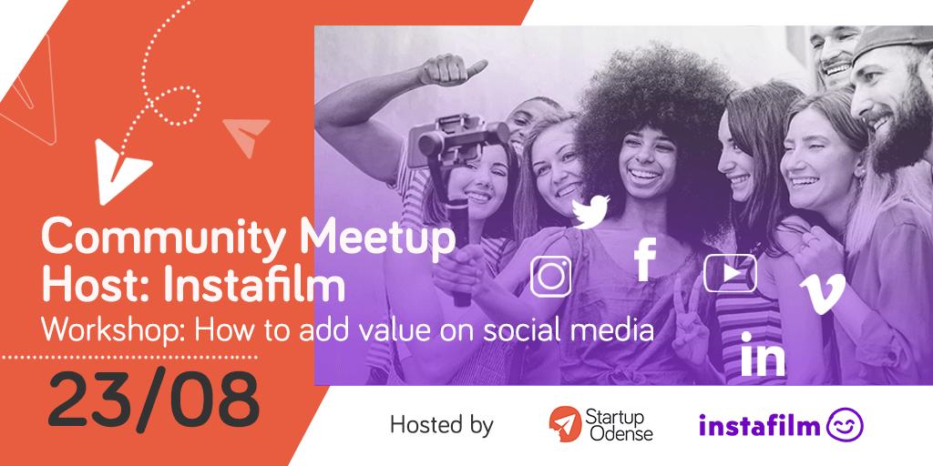 LET’S TALK SOCIAL MEDIA!📷💬

On our next Community Meetup we are organising a workshop on “How to add value on social media”.

More event info → buff.ly/335Pn4q

Sign up here  → buff.ly/2KqfVoB

#startupodense #CommunityMeetup #instafilm #collectstrenghtengrow