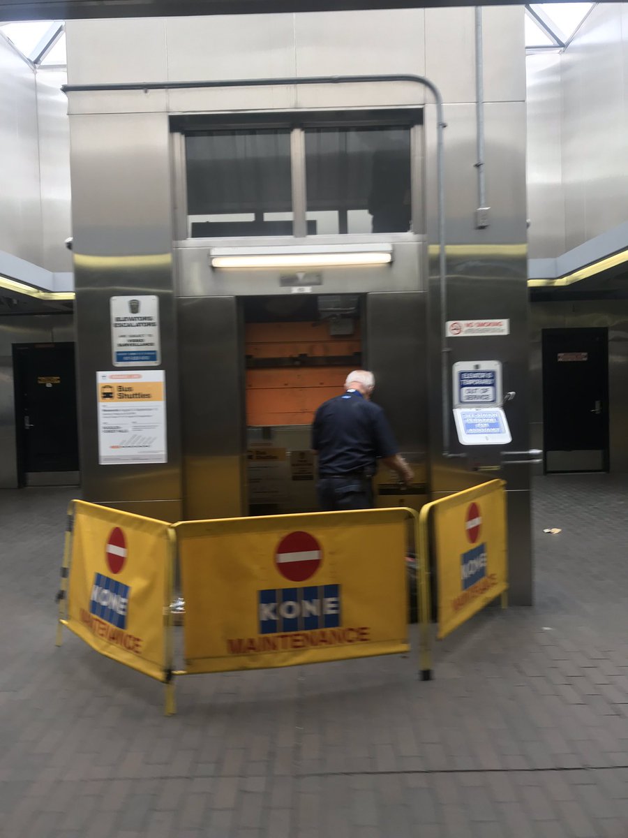 DieMBTA's tweet photo. Well I guess it’s good that all the escalators from the Ruggles platform take you up.... wait.... not good. 

No handicapped access to get to the #MBTA #OrangeLine Ruggles platform today. https://t.co/RHQER6wdhF