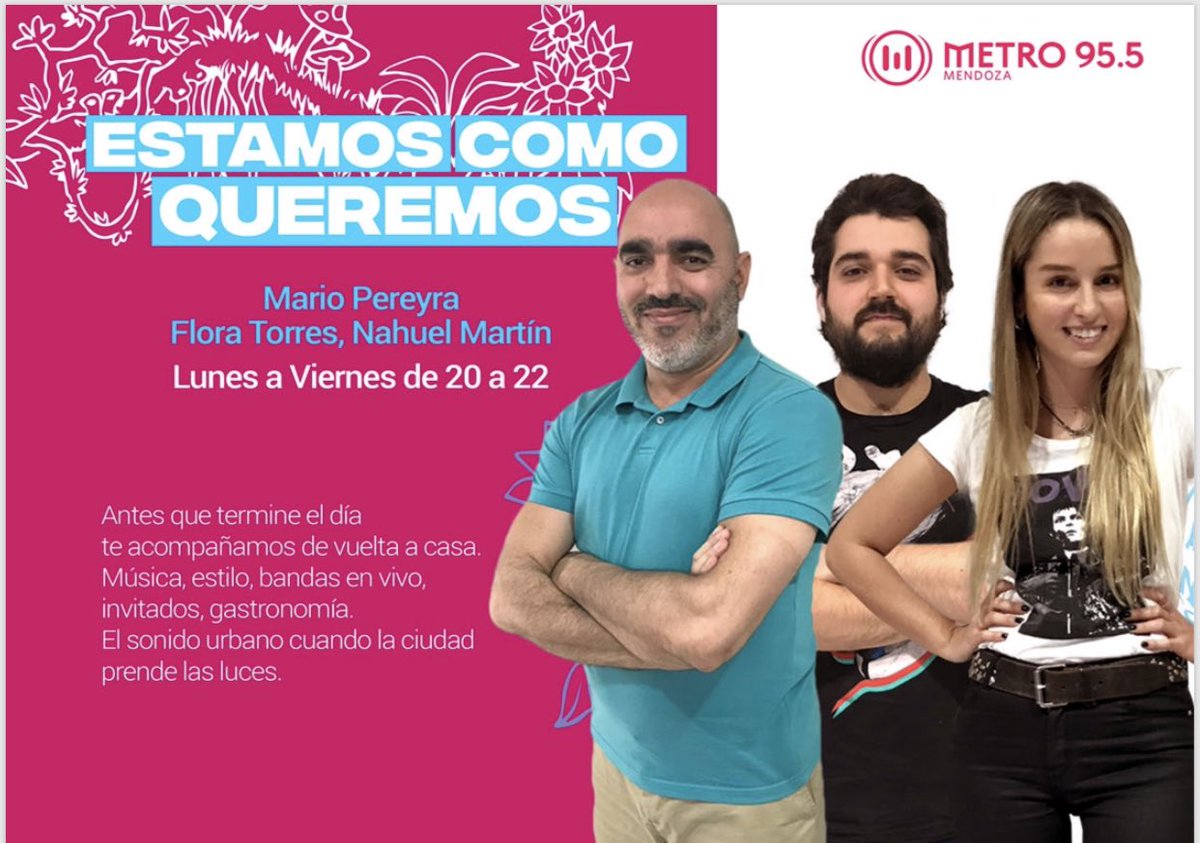 Metro955's tweet photo. De lunes a viernes de 20 a 22hs. #estamoscomoqueremos https://t.co/nM5bvN7gSS