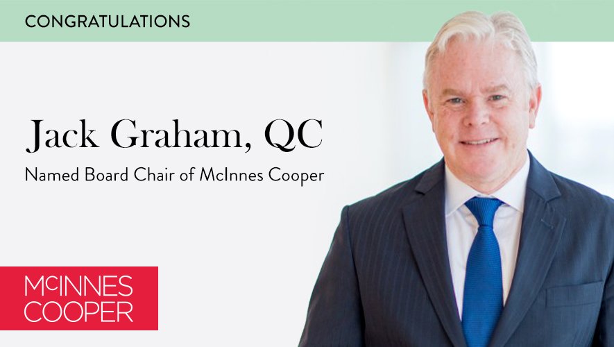 mcinnescooper's tweet photo. We are pleased to announce Jack Graham, QC as our new Chair of the Board of Directors. Congratulations Jack! 👏https://t.co/EmHpJ7XBOP https://t.co/eDf2Xx4kE9