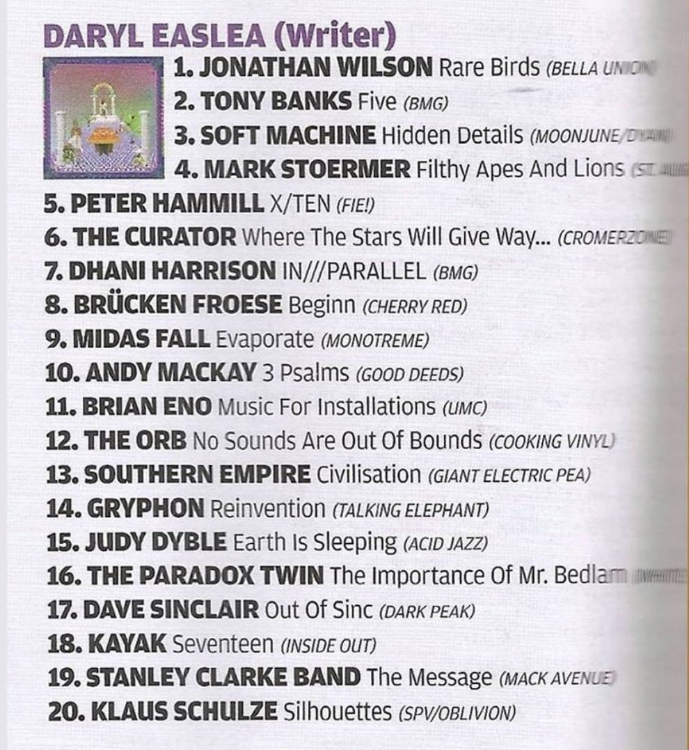 TheCuratorMusic's tweet photo. Daryl Easlea's top albums of 2018 in Prog Magazine. Tucked in just behind PH! https://t.co/Ir6OBi2Dxi