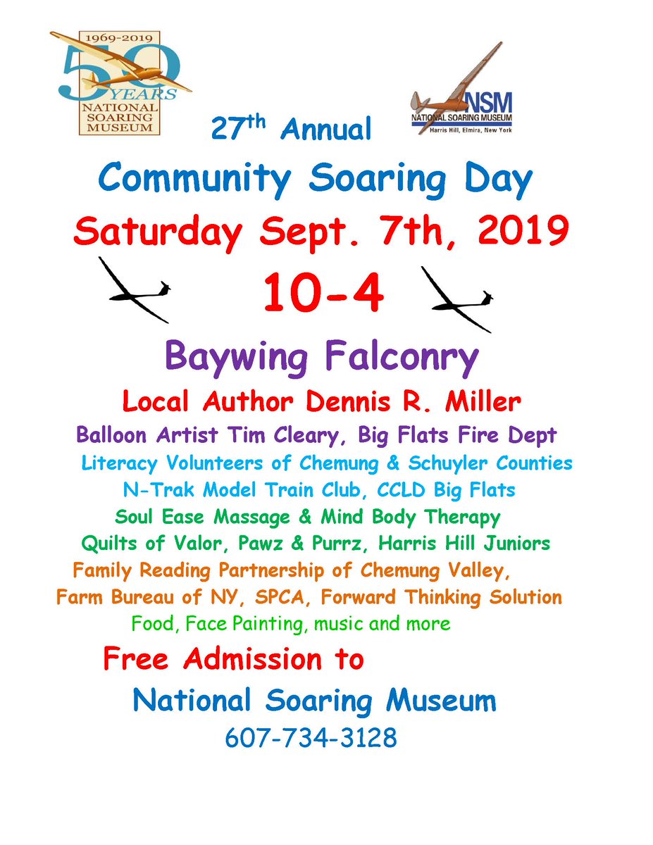 EOPLiteracy's tweet photo. Come join us for the 27th annual Community Soaring Day at the National Soaring Museum! Saturday September 7th, 10-4 https://t.co/2Z61pyLiDd