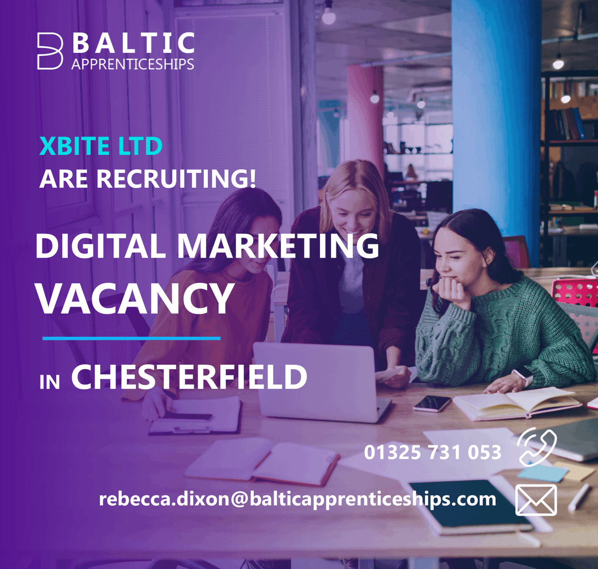 Can you see yourself working in a team of #digital experts? Xbite Ltd are looking for a #DigitalMarketing #Apprentice who is willing to learn and bring new and fresh ideas to their team in #Chesterfield! Apply now: hubs.ly/H0kfRhb0
<a href="/Sheffield_Jobs_/">Sheffield Jobs</a> @SkillsWorkGo