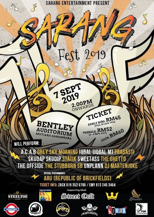 Jenn_Thompson's tweet photo. #PJ SATURDAY September7, 2019 SARANG FEST 2019 8pm BentleyMusicAuditorium, Wisma Bentley #MutiaraDamansara ft. #ACAB @gsmkugiran Iqbal of @IQBALMrasmi @prasastimy @skudapskudip @statiksound @sweetasshc #TheGhetto #TheOffside #TheStubbornSB #Unplann #DJMartenJoke https://t.co/rtpmdOWAFl