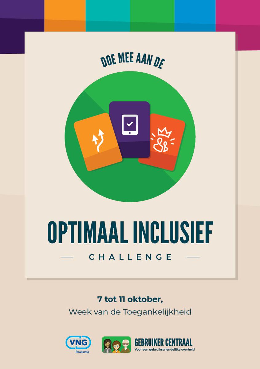 Doe je ook mee de challenge Optimaal Inclusief? Speel het spel Optimaal Digitaal met je collega's in de Week van de @Toegankelijk over écht inclusieve dienstverlening.

Meedoen? Meer informatie en aanmelden op gebruikercentraal.nl/optimaal-inclu…