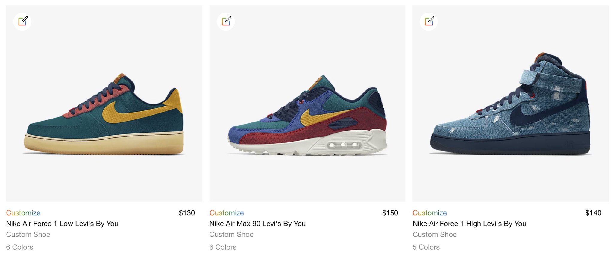 nike air max 90 levi's by you