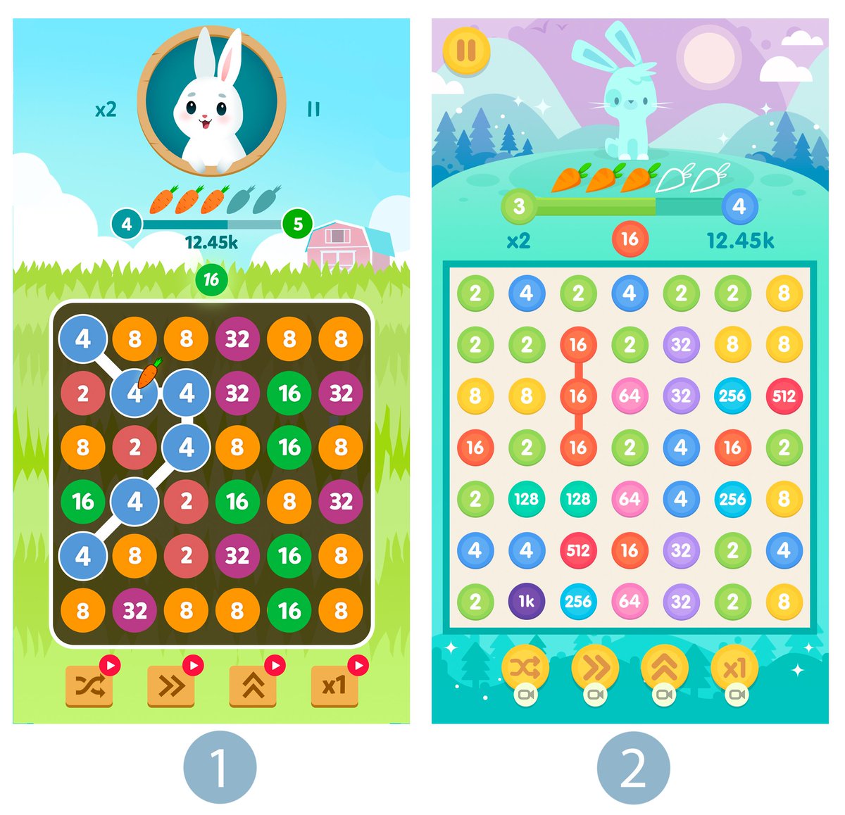 Hi everyone! We want to decide what our upcoming game "Bunny Connect" will look like and are down to 2 concepts. Help us choose the final version of our game. Let us know which design you like the most!