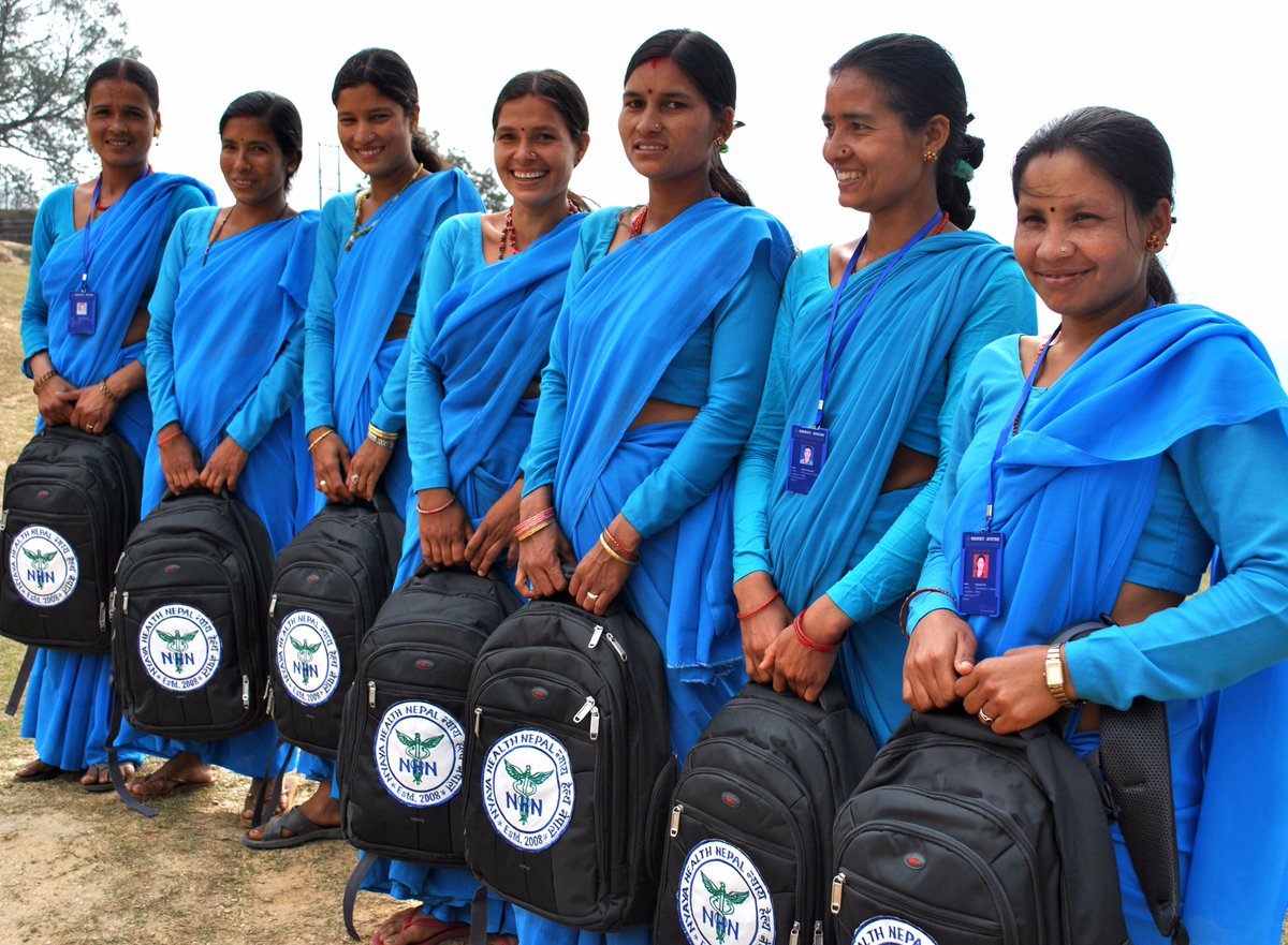 possiblehealth's tweet photo. We can't bridge the #HealthcareForAll gap without this group: locally hired, trained, paid #CHWs, who climb mountains and deliver care every single day. 

#WomenHumanitarians 
#WorldHumanitarianDay 
#Nepal 
@Nyaya_Health https://t.co/GgHHfi8FCV