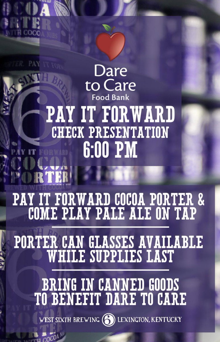 RvrCityDistrib's tweet photo. Join us tonight as we Pay It Forward with @WestSixth for @daretocarefb at @StMattsDrakes! https://t.co/be452xYmuz