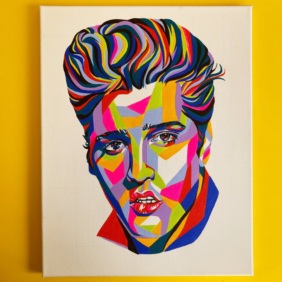 print_famous's tweet photo. My latest painting is of #ElvisPresley the king of rock n roll. Quite pleased with how this one turned out! #elvis #rocknroll #wallart #MondayMotivation #nottingham #nottinghamartist https://t.co/jsgWSEQqqe