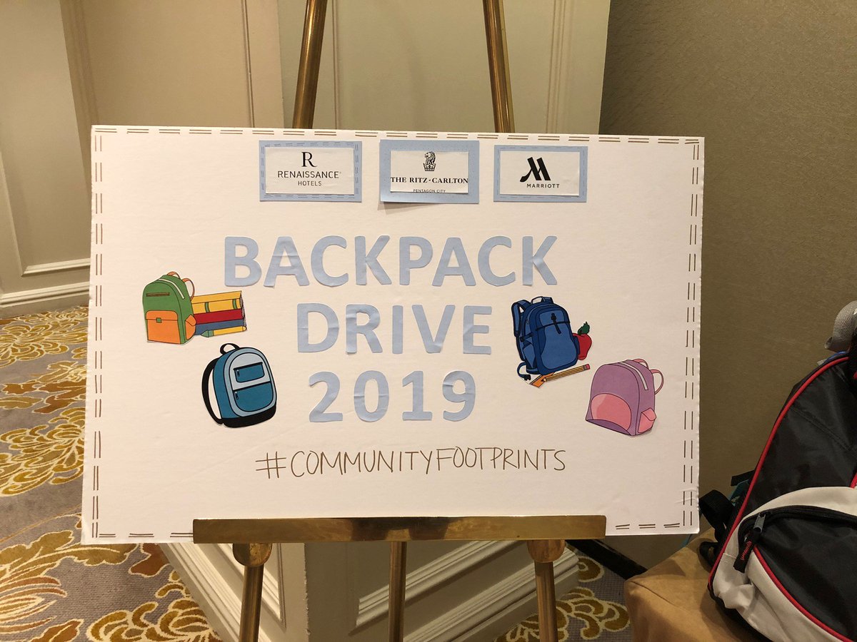 AHCInc's tweet photo. Huge thanks to @CrystalGateway @MHCrystalCity @RenArlington and @RitzCarlton @RitzCarltonCSR for the wonderful, stuffed backpacks for our students. The kids will love them! #Community Partners #CommunityFootprints @takesavillage https://t.co/IV1qOPD3Bq