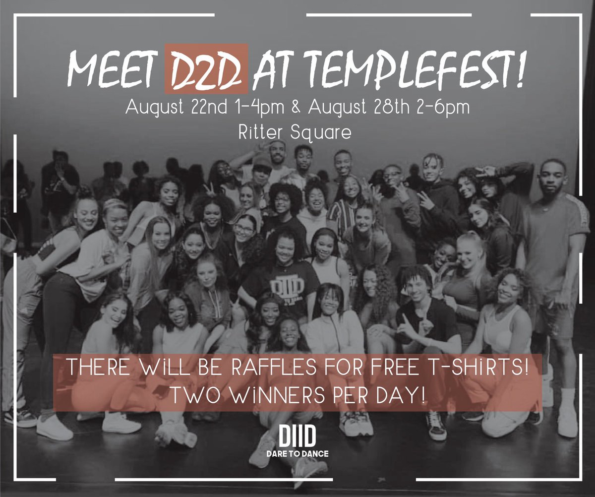Templefest Aug. 22nd &amp; Aug. 28th! Come out, dance, chat, and meet the members of D2D: Dare to Dance! #templefest #temple2020 #temple2021 #temple2022 #temple2023 #templeuniversity 🦉🍒⚪️🔴