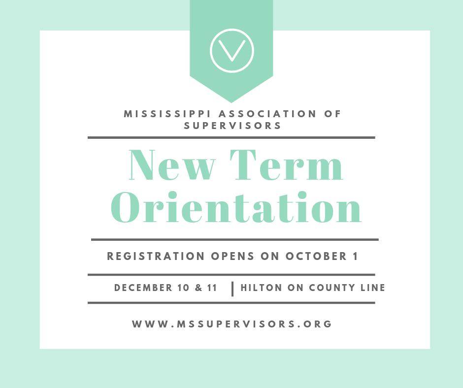 Mississippi Association of Supervisors (@mas_countygov) on Twitter photo Mark your calendar! New Term Orientation opens on October 1. Mark your calendar! New Term Orientation opens on October 1.