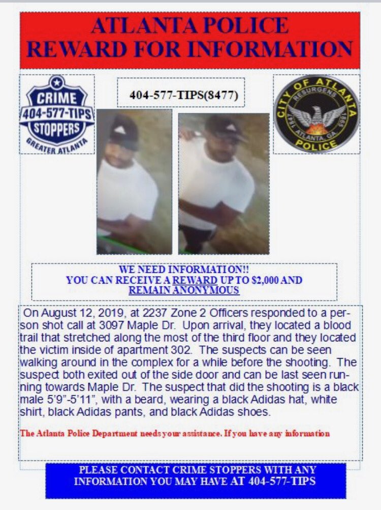 MeghanPacker's tweet photo. CRIME ALERT: Police are looking for a man they say shot another man inside a Buckhead apartment building. @cbs46 https://t.co/olHOI99e8g