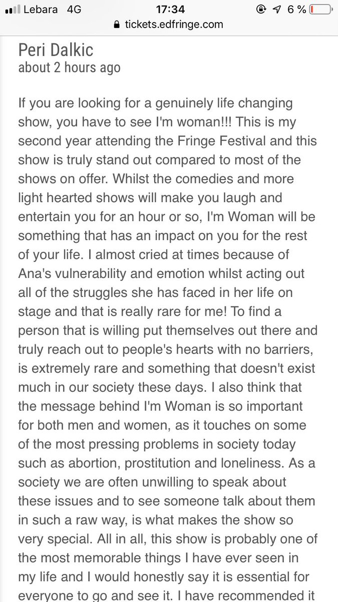 ImWomanPlay's tweet photo. Dear audience your feedback is Gold for us❤️🙏🏼🙏🏼🙏🏼🙏🏼
#MakeYourFringe #abusesurvivors #MeToo #metooera #edfringe2019 #lifechanging #experience #awardwinningshows #autobiographical @SweetVenues @edfringe @unitedsolo @solofestival @lyngardner https://t.co/dmNkeDDP5t